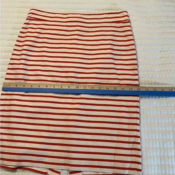 J. Crew Pencil Skirt Size 4 Linen Blend Red White Striped Lined Back Slit(g - Picture 6 of 11